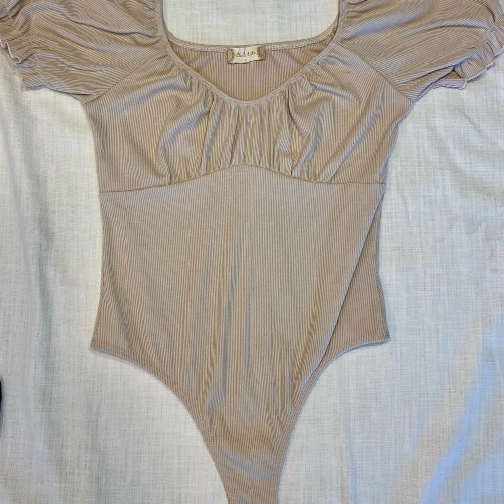 Altar’d State Beige Ribbed Bodysuit